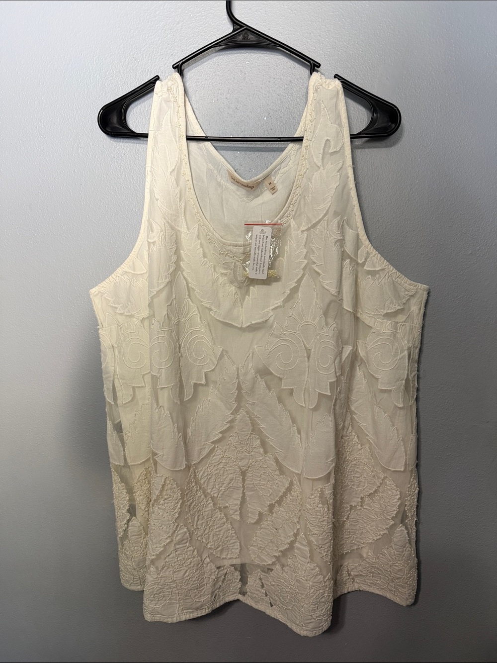 NWT Soft Surroundings Cream Lace Overlay Tank Top